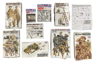 Lot 521 - TAMIYA; seven 1:35 scale model soldiers kits,...