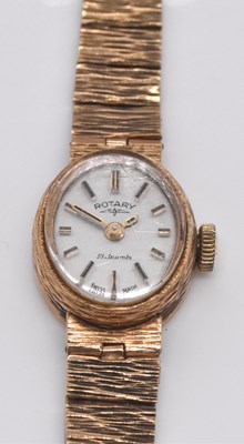 Lot 584 - ROTARY; a 9ct yellow gold lady's wristwatch,...