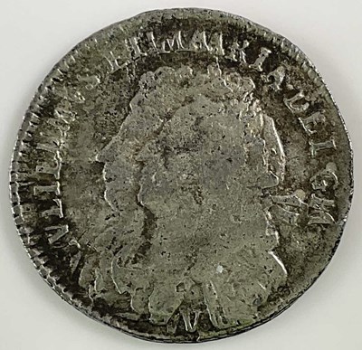 Lot 640 - A William and Mary sixpence, 1694, with...