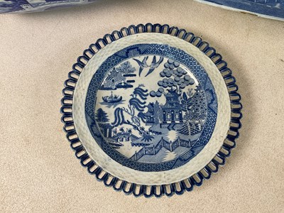 Lot 227 - SPODE; a blue and white pearlware shaped bowl,...