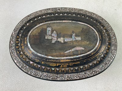 Lot 48 - A 19th century papier-mâché mother of pearl...