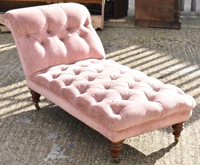 Lot 19 - A late Victorian day bed upholstered in pink...