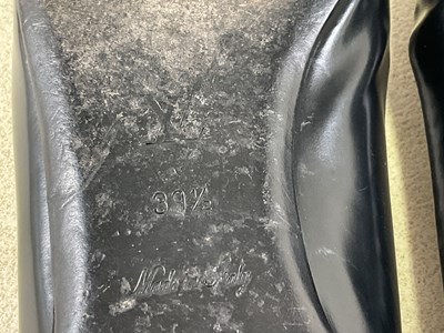 Lot 89 - LOUIS VUITTON; a pair of black dice ballerina...