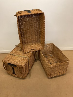 Lot 755 - A pair of wicker trunks, 50 x 90 x 56cm, one...