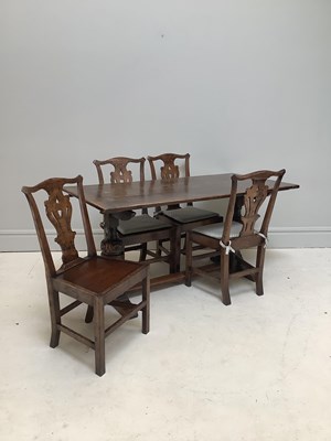 Lot 1079 - A 17th century style oak refectory dining...