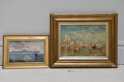Lot 2254 - VENETIAN SCHOOL; oil on canvas, Venice canal...