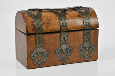 Lot 1415 - A Victorian brass mounted walnut domed top...