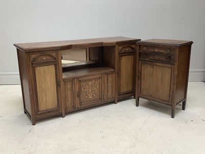 Lot 1213 - An Edwardian inlaid rosewood sideboard, with...