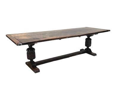 Lot 1057 - A 17th century style oak refectory type table,...