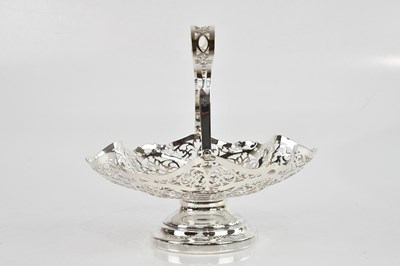 Lot 2315 - A hallmarked silver pierced basket, with swing...
