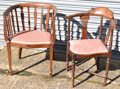 Lot 32 - Two early 20th century mahogany upholstered...