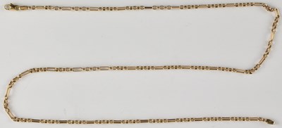 Lot 1277 - A 9ct gold figaro link necklace, with lobster...