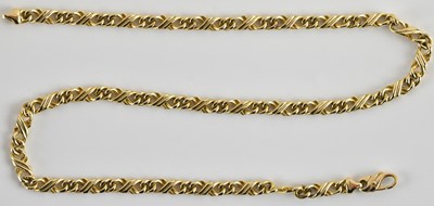 Lot 1267 - A 9ct gold 'X' and double hoop link necklace,...