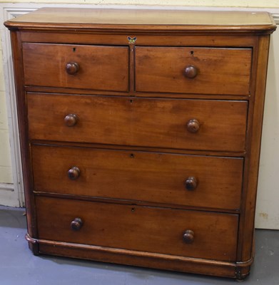 Lot 23 - A Victorian mahogany chest of two short and...