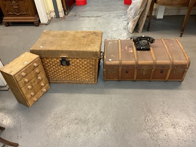 Lot 53 - Two cabin/travelling trunks, one in wicker...