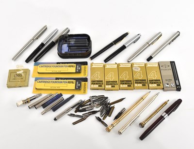 Lot 1519 - A collection of pens including sterling silver...
