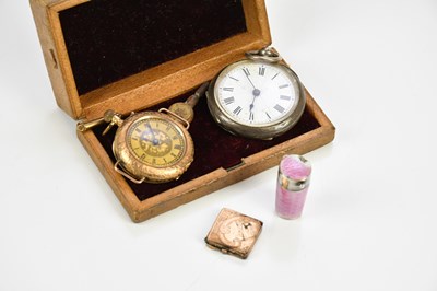 Lot 521 - A 14ct gold outer cased pocket watch, the dial...