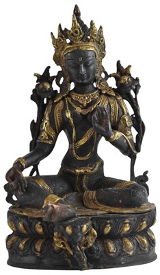 Lot 1005 - A Tibetan bronze Hindu temple figure of Green...