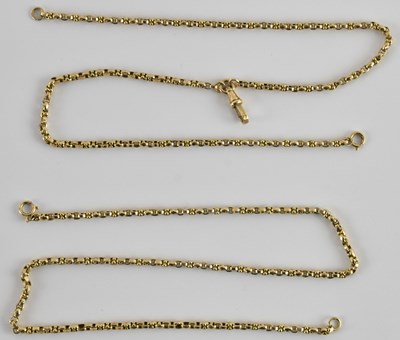 Lot 1268 - Two gold (unmarked) chain sections, one with...