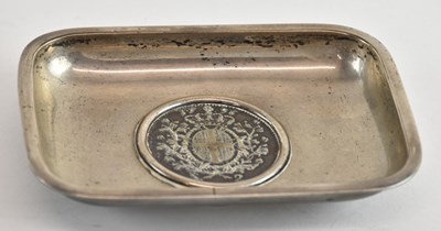 Lot 1164 - A Continental white metal dish, inset to the...