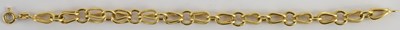 Lot 1337 - An 18ct gold bent hoop link bracelet, length...