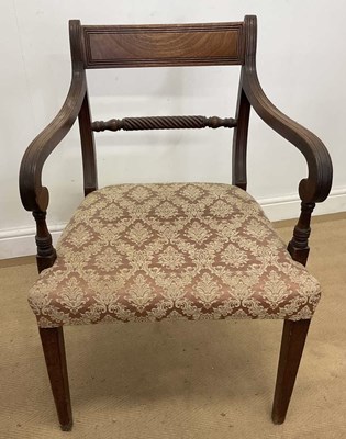 Lot 794 - A Regency mahogany bar back elbow chair, with...