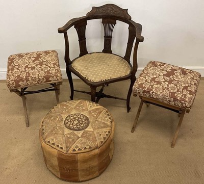 Lot 772 - An Edwardian beech corner chair, together with...