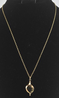 Lot 1293 - A 9ct gold dainty necklace with hoop fastener,...