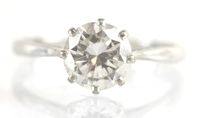Lot 1207 - A platinum diamond solitaire ring, the claw...