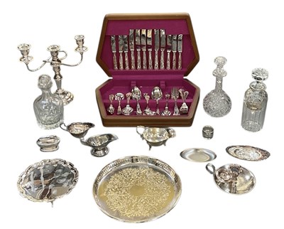 Lot 1080 - A collection of various items of silver plate...