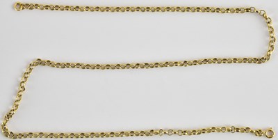 Lot 1273 - A 9ct gold belcher link necklace, with ring...
