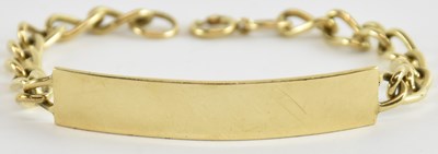 Lot 1339 - A 9ct gold blank identity bracelet, with ring...
