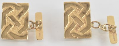 Lot 1318 - A pair of 9ct gold cufflinks with Celtic...