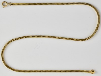 Lot 1289 - A 9ct gold herringbone necklace, with ring...