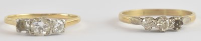 Lot 1226 - Two diamond set rings, both missing the outer...