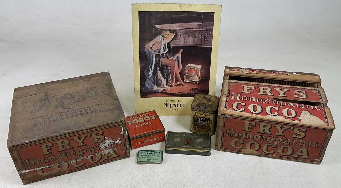 Lot 46 - Two vintage Fry's Cocoa wooden crates, three...