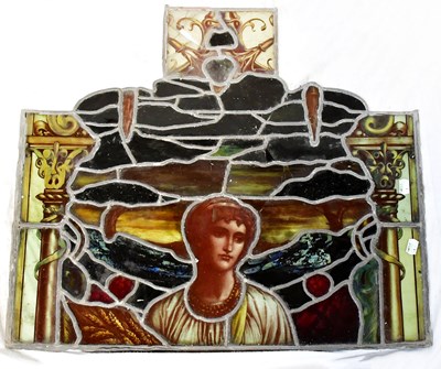 Lot 69 - A Victorian leaded and stained glass panel,...