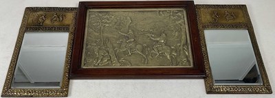 Lot 779 - A pair of brass framed mirrors with bevelled...