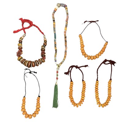 Lot 1371 - Five Moroccan resin bead necklaces and a...