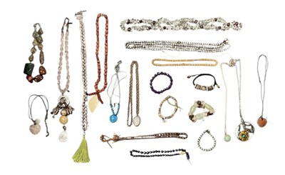Lot 1372 - A quantity of semi-precious stone set costume...