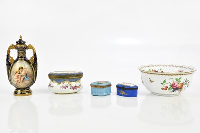 Lot 2567 - Two Limoges pill boxes, a Spode 'Rockingham'...