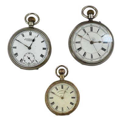 Lot 1453 - Three open face pocket watches comprising a...
