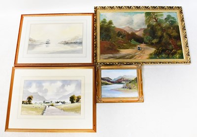 Lot 761 - Two watercolours, R Witchard, rural scene with...
