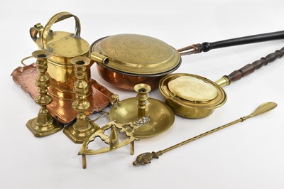 Lot 1566 - A collection of copper and brassware including...