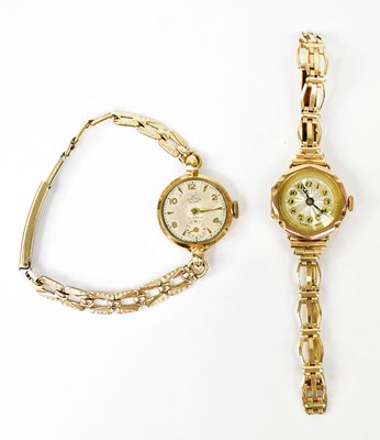 Lot 1607 - Two 9ct yellow gold ladies' wristwatches, one...