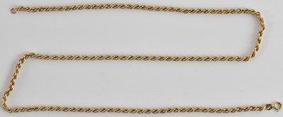 Lot 1291 - A 9ct gold rope twist necklace with ring clasp,...