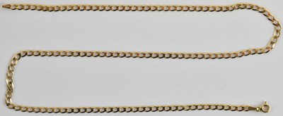 Lot 1281 - A 9ct gold flat curb necklace with ring clasp,...