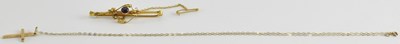 Lot 1294 - A 9ct gold small cross pendant, length 2cm,...