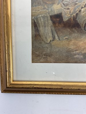 Lot 176 - MARIAN S SAMPSON; watercolour, seated figure...