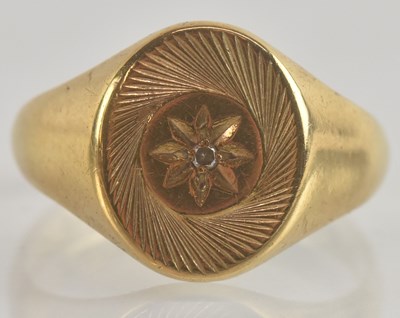 Lot 1244 - A 9ct gold gentleman's signet ring, the oval...